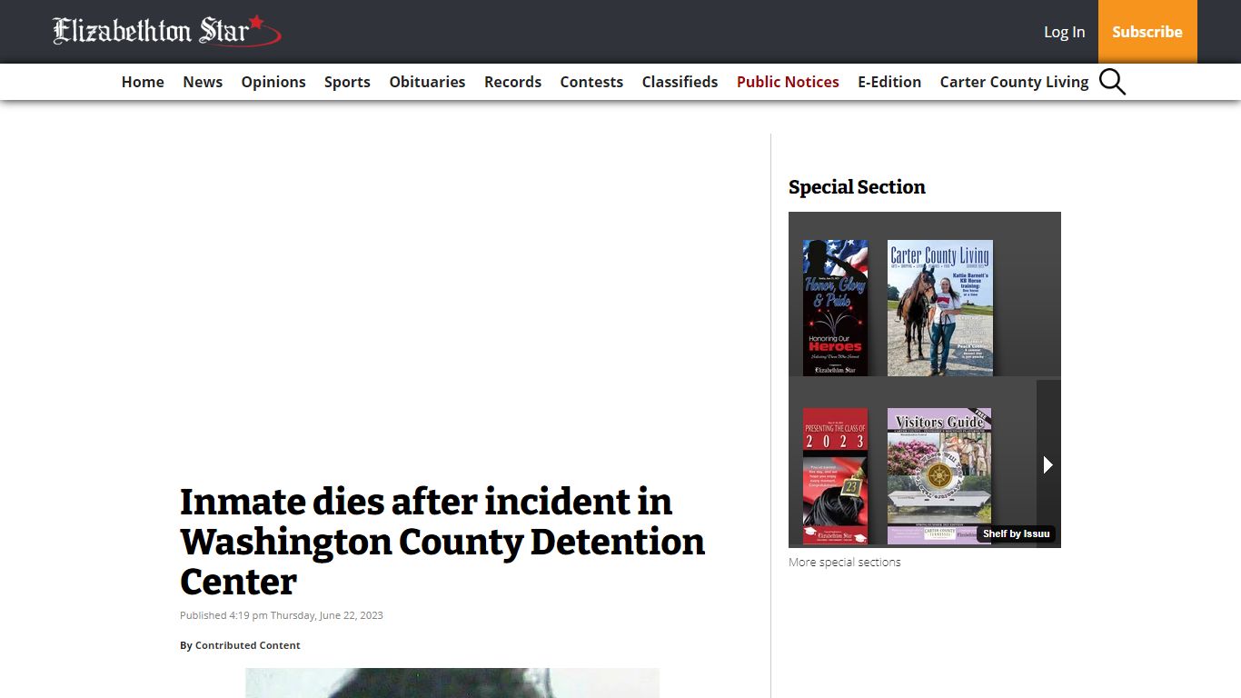 Inmate dies after incident in Washington County Detention Center